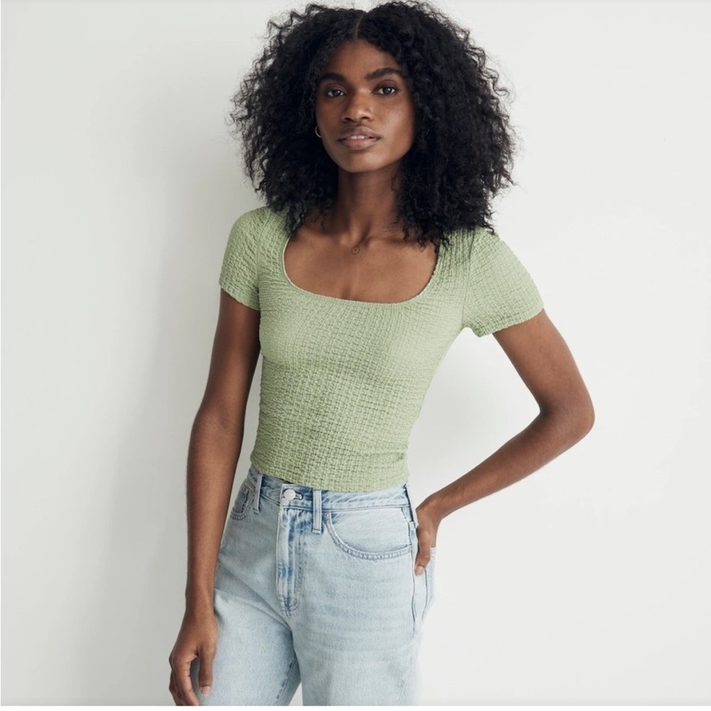Madewell NWT Green Textured Bubble Knit Top‎